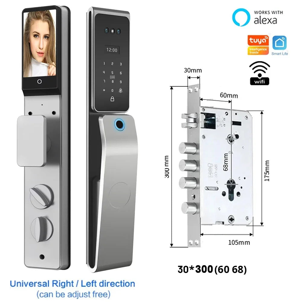Slimme Deurslot – Elektronisch Slot – Smart Lock – Deurklink – Vingerafdrukslot – 8 Ontgrendelmethoden – IP67 Waterdicht Aluminium - 30x300 - 6068 insteek - QUORE