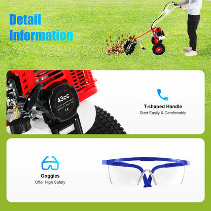 Bladveger – Bladblazer – Veegmachine – Tuinveger – Benzine-Aangedreven – 1,7 PK Motor – 60 Cm Werkbreedte - QUORE