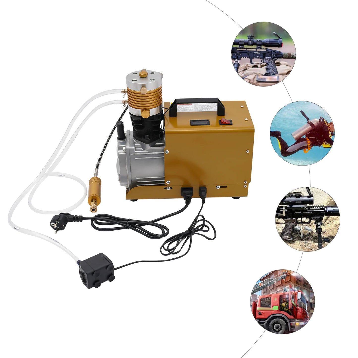Hoogdruk PCP Compressor – Luchtcompressor – Bandenpomp – Duikcompressor – PCP Luchtbuks – 300 Bar – 26,4 Liter/Minuut