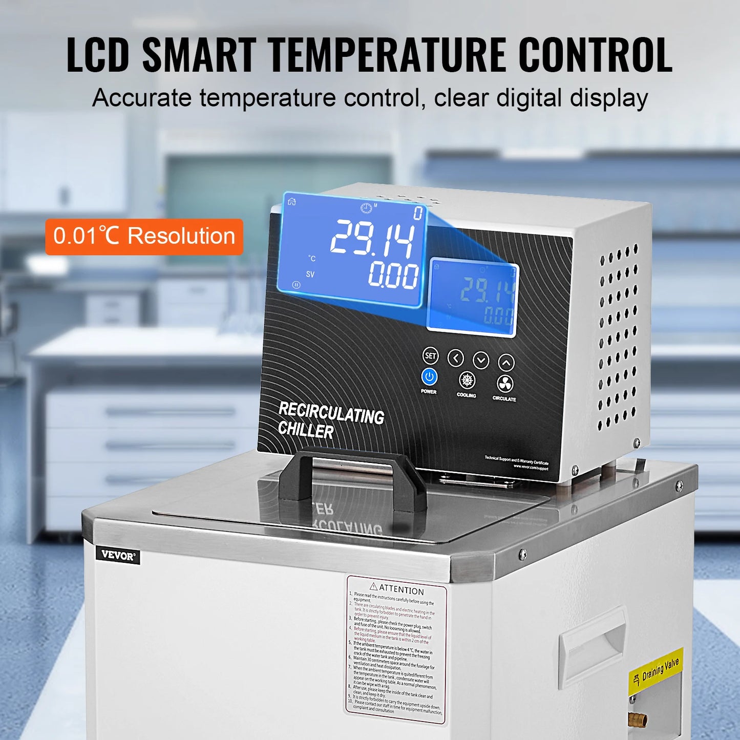Laboratoriumkoeler – Labkoeler – Temperatuurregelaar – Circulator – Koelsysteem – 900W Vermogen – Roestvrij Stalen Reservoir