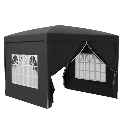 Pop-Up Paviljoen – Partytent – Tuinpaviljoen – Waterdichte Tent – Afneembare Zijwanden – Stalen Frame – UV-Bestendig - Zwart