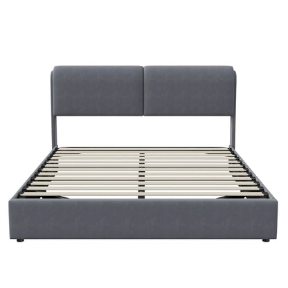 Bedboxspring – Boxspring Bed – Velvet Bed – Bed Met Opbergruimte – Hydraulische Opbergruimte – Verstelbaar Hoofdbord – LED-Verlichting