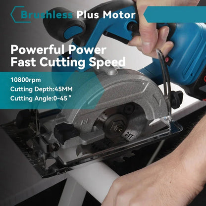 Accu Cirkelzaag - Snoerloze - Cirkelzaagmachine - Handcirkelzaag - 7inch - 125mm - 18V - Instelbare Zaaghoek - 10800RPM - 0° tot 45 - voor Houtbewerking - 1 Accu