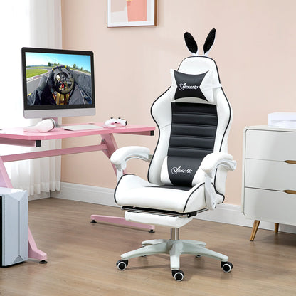 Gamingstoel – Bureaustoel – Draaistoel – Gamestoel – Werkstoel – Verstelbare Hoogte 44-52 cm – Kantelbare Rugleuning 135° – Zwart PU Leder - QUORE