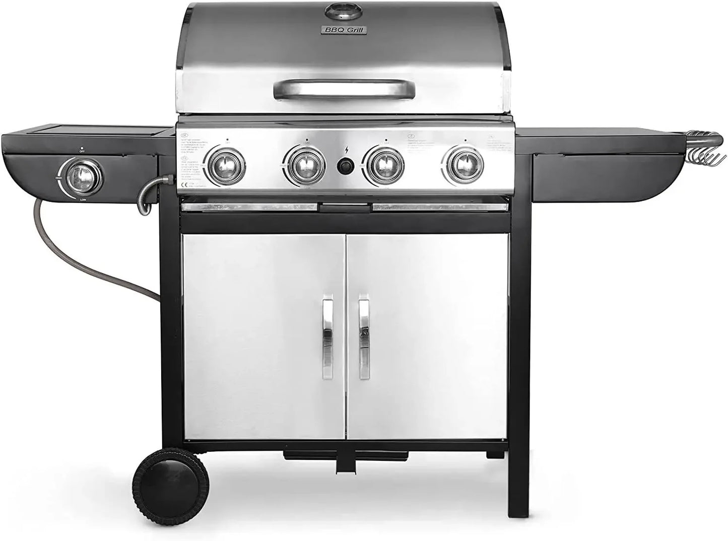 Gasbarbecue – Gas Grill – BBQ Grill – Trolley Barbecue – Outdoor Grill – 4+1 RVS Branders – Inclusief Thermometer