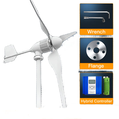 Windturbine – Horizontale As – 6KW Windgenerator – Windenergie Systeem – Duurzame Energie – Laag Aanvangsvermogen – Aluminium Behuizing - 6000W - 48V - Met LCD Hybride Besturing