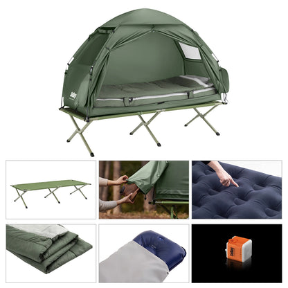 Outdoor Tent – Kampeertent – Slaapplaats – Tent Voor Buiten – Lichtgewicht Frame – Waterafstotende Tentstof – Ingebouwd Muskietennet - Grijs - QUORE