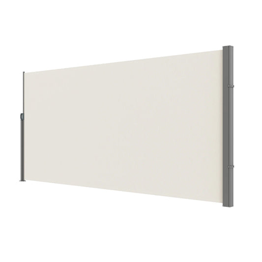 Windscherm -Zijscherm - Uittrekbaar Zijscherm voor Buiten – Waterdicht - Polyester - Privacy Scherm - PU coating - UV 30+ Zonwering - Windscherm en Ruimteverdeler - 160X300cm - Geelachtig - QUORE
