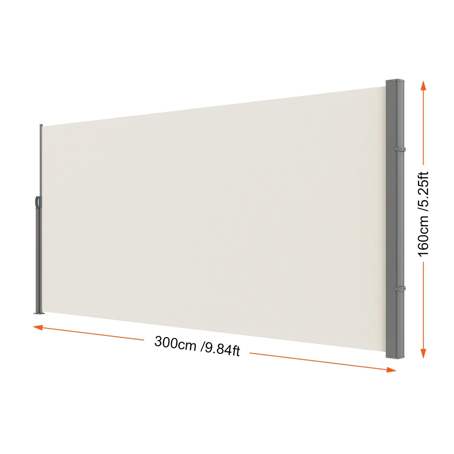 Windscherm - Zonnescherm - Windscherm Uittrekbaar - Waterdicht - Uitschuifbaar – Oprolbaar - 160x300cm - Zijscherm - Privacydoek voor Terras, Balkon of Tuin met UV-bescherming - Geel