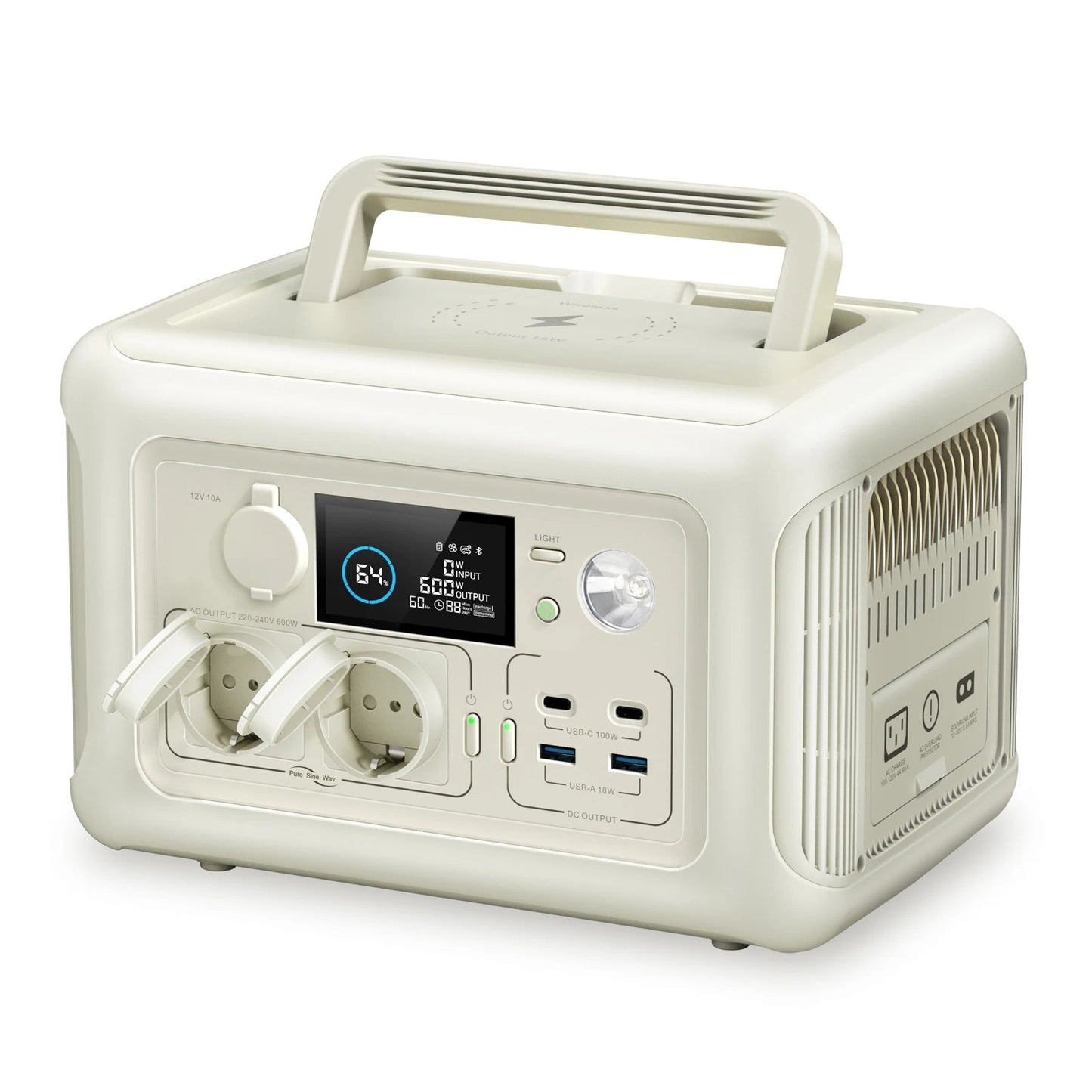 Draagbare Powerstation - Powerbank - Stroomgenerator - Generator - 600W Vermogen – Generatoren - 299Wh LiFePO4 Batterij – UPS & MPPT Technologie – Geschikt voor Outdoor & RV - Wit