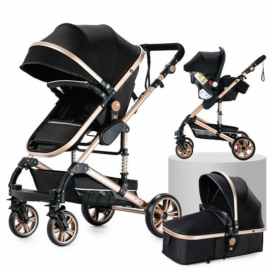 stroller - Jogging buggy - Runner - Lightweight stroller - Baby stroller - High landscape - Pushchair - Travel stroller for newborn baby - Black