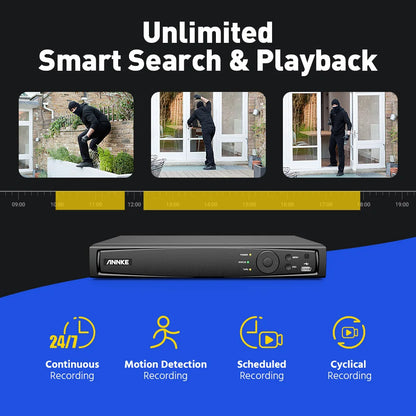 16-kanaals 4K beveiligingsset – CCTV camerasysteem – bewakingsset – surveillancesysteem – beveiligingscamera’s – 16x 8MP camera’s – Smart Dual-Light en 4TB opslag - QUORE