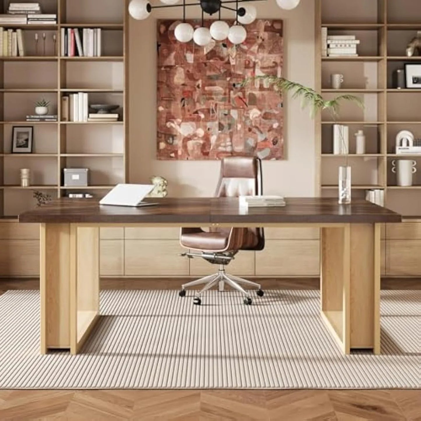 Bureau – Computerbureau – Werktafel – Bureautafel – Kantoormeubilair – Groot werkblad 200x60 cm – 2 Laden Voor Opbergruimte - QUORE