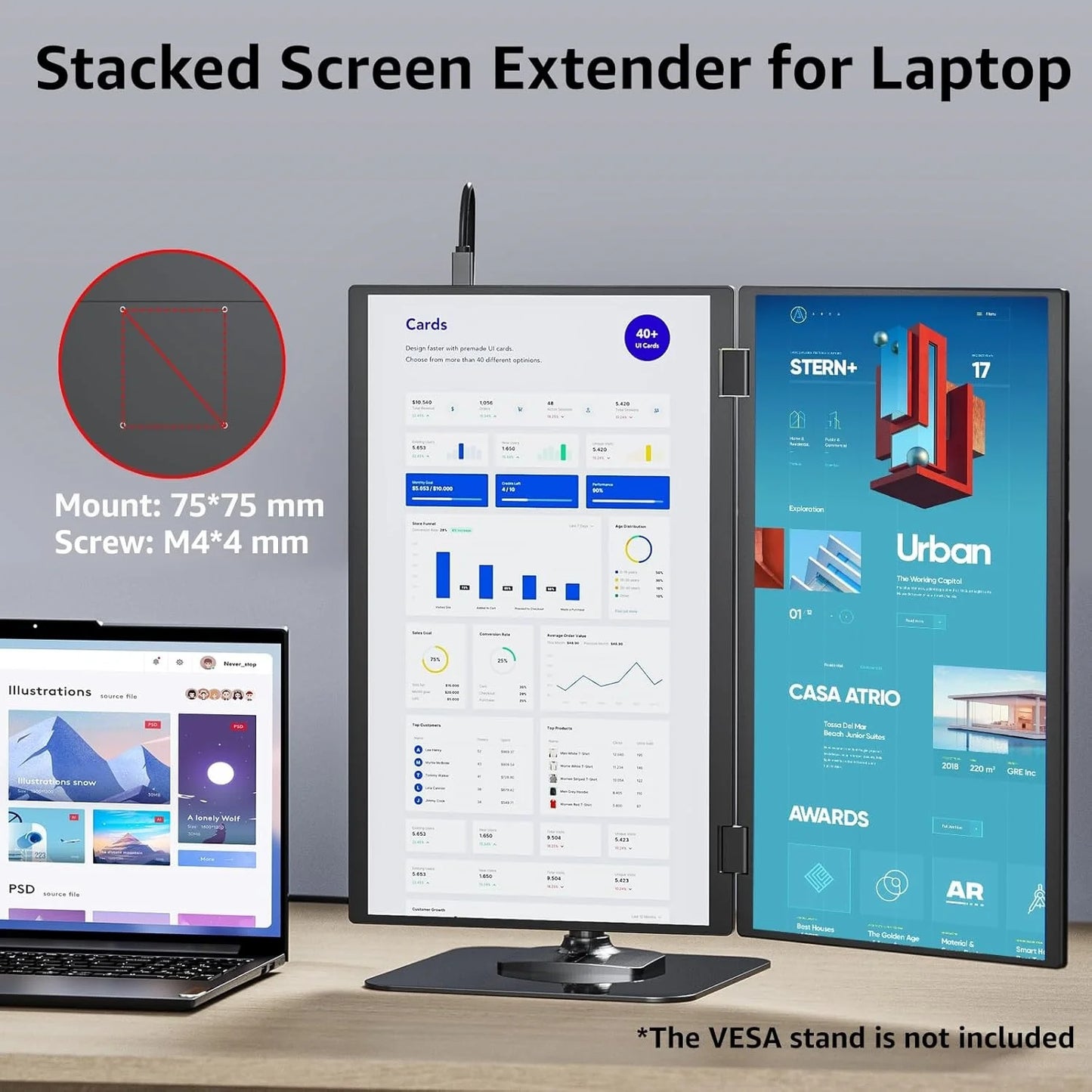 Draagbare Monitor – Opvouwbare Monitor – Dubbele Monitor – Mobiele Monitor – Laptop Scherm – 15,6 Inch – Full HD IPS – 360° Draaibaar & Opvouwbaar