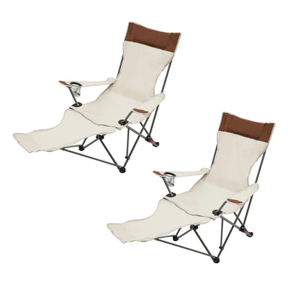 2PCS Opvouwbare Campingstoel met Voetsteun - Verstelbare Ligstoel voor Strand, Tuin, Reizen, Lichtgewicht en Draagbaar