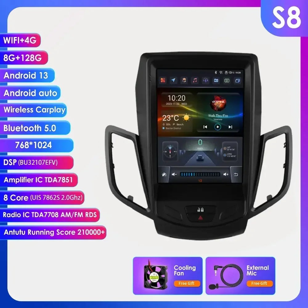 2Din Autoradio – Android Autoradio – Multimedia Speler – Navigatie Systeem – Auto Stereo – Voor Ford Fiesta 2009-2016 – 9,7 Inch Touchscreen – Android 14 Besturingssysteem