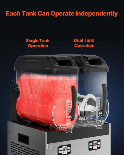 Slushy Machine – Slushmachine – IJsmachine – Frozen Drink Maker – Dubbele Tanks 2x4L – Instelbare Temperatuur