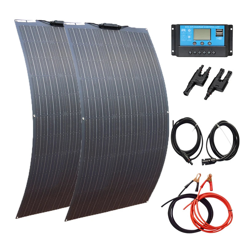 Zonnepaneel - Zonnepanelen - Zonne-energie - 18V Fotovoltaïsche Celmodule - Flexibel - Monocrystalline Silicon - Zonne-kit - 200W - 2 Stuks - Waterdicht - voor Boot - Camper - Caravan - RV - Tuin