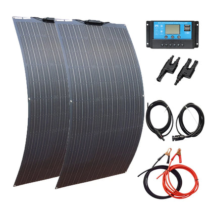 Zonnepaneel - Zonnepanelen - Zonne-energie - 18V Fotovoltaïsche Celmodule - Flexibel - Monocrystalline Silicon - Zonne-kit - 200W - 2 Stuks - Waterdicht - voor Boot - Camper - Caravan - RV - Tuin