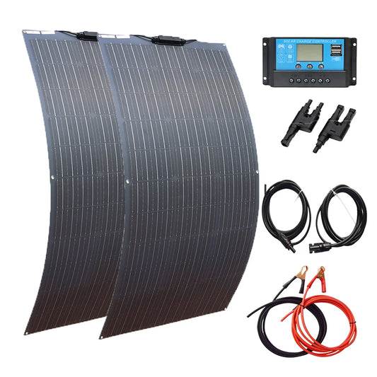 Zonnepaneel - Zonnepanelen - Zonne-energie - 18V Fotovoltaïsche Celmodule - Flexibel - Monocrystalline Silicon - Zonne-kit - 200W - 2 Stuks - Waterdicht - voor Boot - Camper - Caravan - RV - Tuin