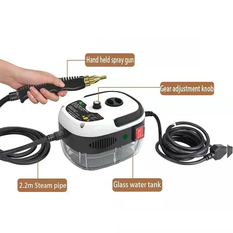 Stoomreiniger - 2500W - Draagbare - Hogedrukreiniger - Hete Stoom - Hoge Temperatuur Desinfectie - Voor Auto - Keuken - Airco en Thuisgebruik - QUORE