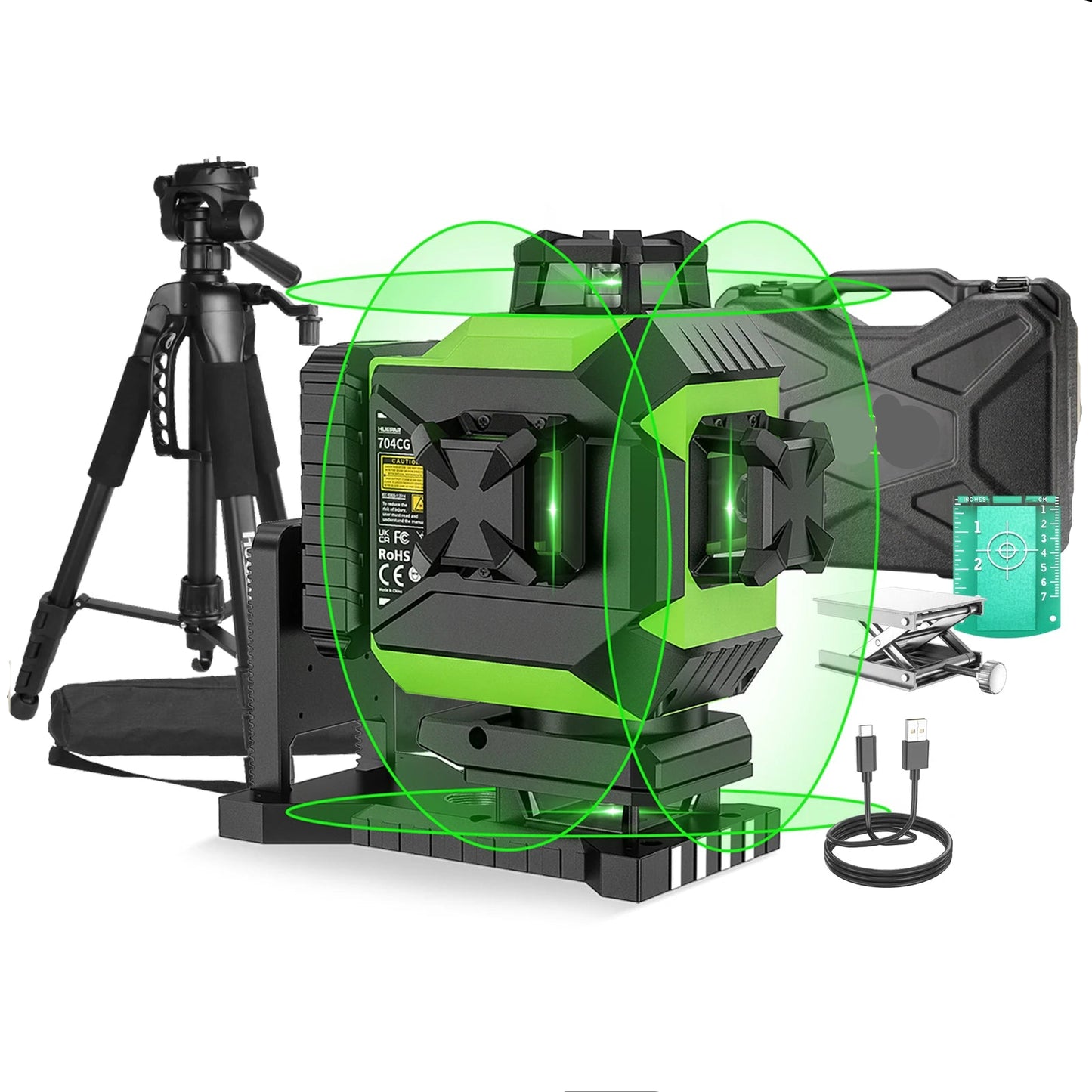 4D Lijnlaser – Laserwaterpas – Kruislijnlaser – Bouwlaser – Lijnwaterpas – 4x 360° Lijnen – Zelfnivellerend