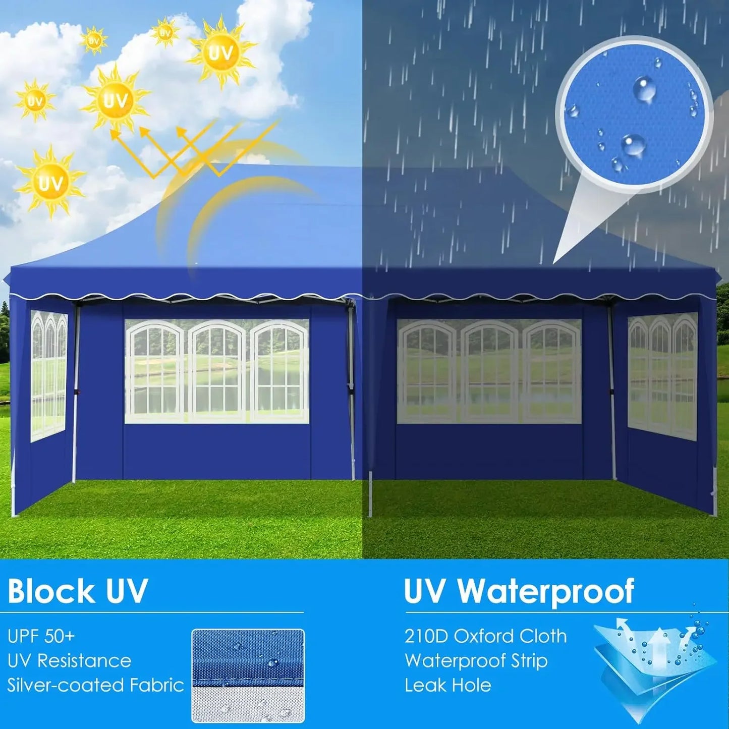 Partytent - Partytenten - Tuinpaviljoen - Paviljoen - Easy up Partytent - 3x6m - Waterdicht - met Zijwanden - UV50+ Bescherming en Zandzakken – In Hoogte Verstelbaar - Tent - Wit