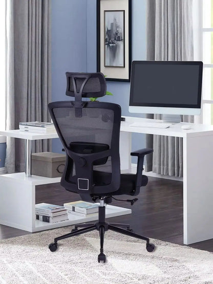 Bureaustoel – Ergonomische Stoel – Office Chair – Draaistoel – Bureau Stoel – Verstelbare Hoofdsteun – Verstelbare Armleuningen – Ademend Mesh – Hoogte Verstelbaar