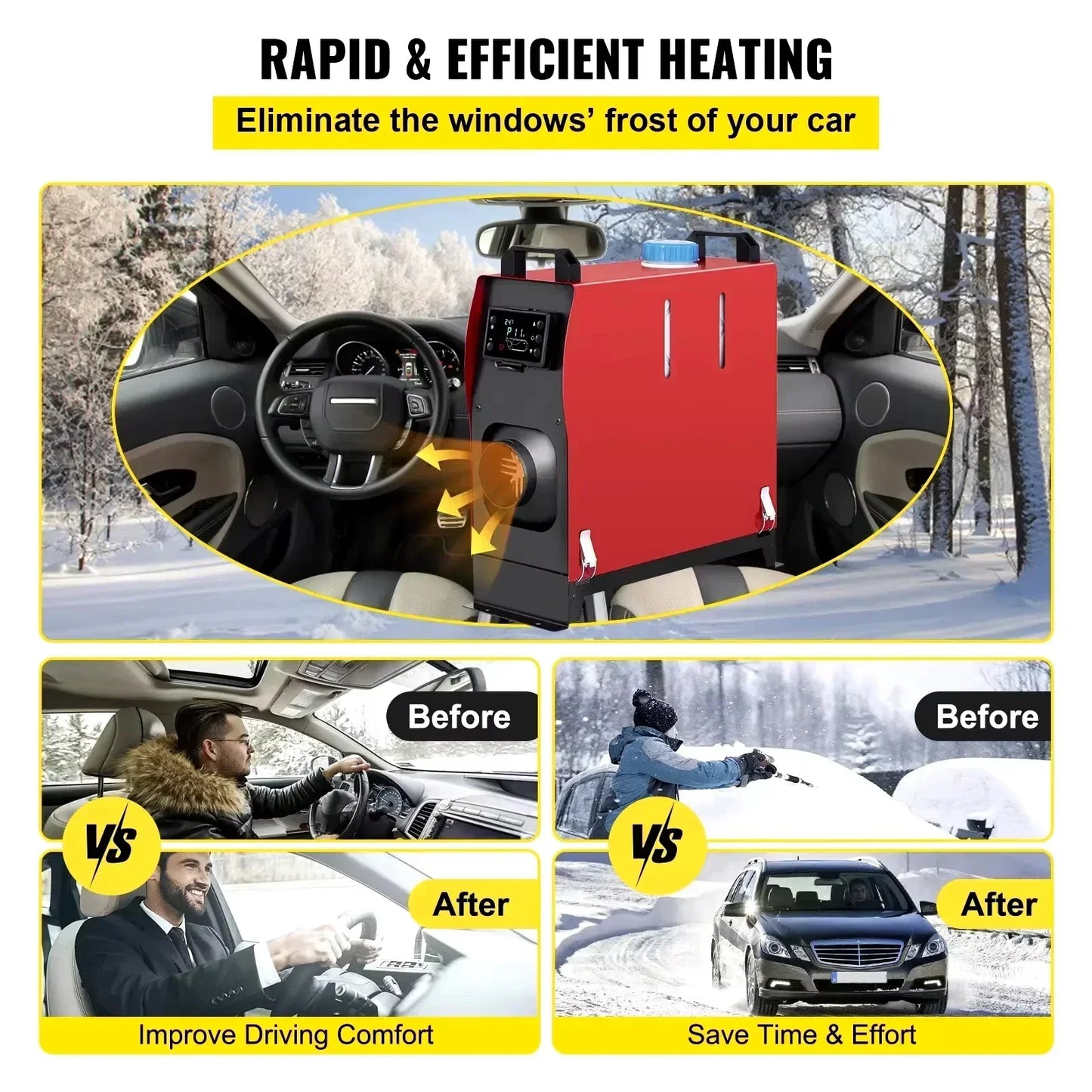 Diesel Luchtverwarmer - Standkachel - Auto verwarming - 8KW - Diesel Kachel - Parkeer Heater - met Geluidsdemper - Eenvoudige Installatie - LCD-schakelaar - QUORE