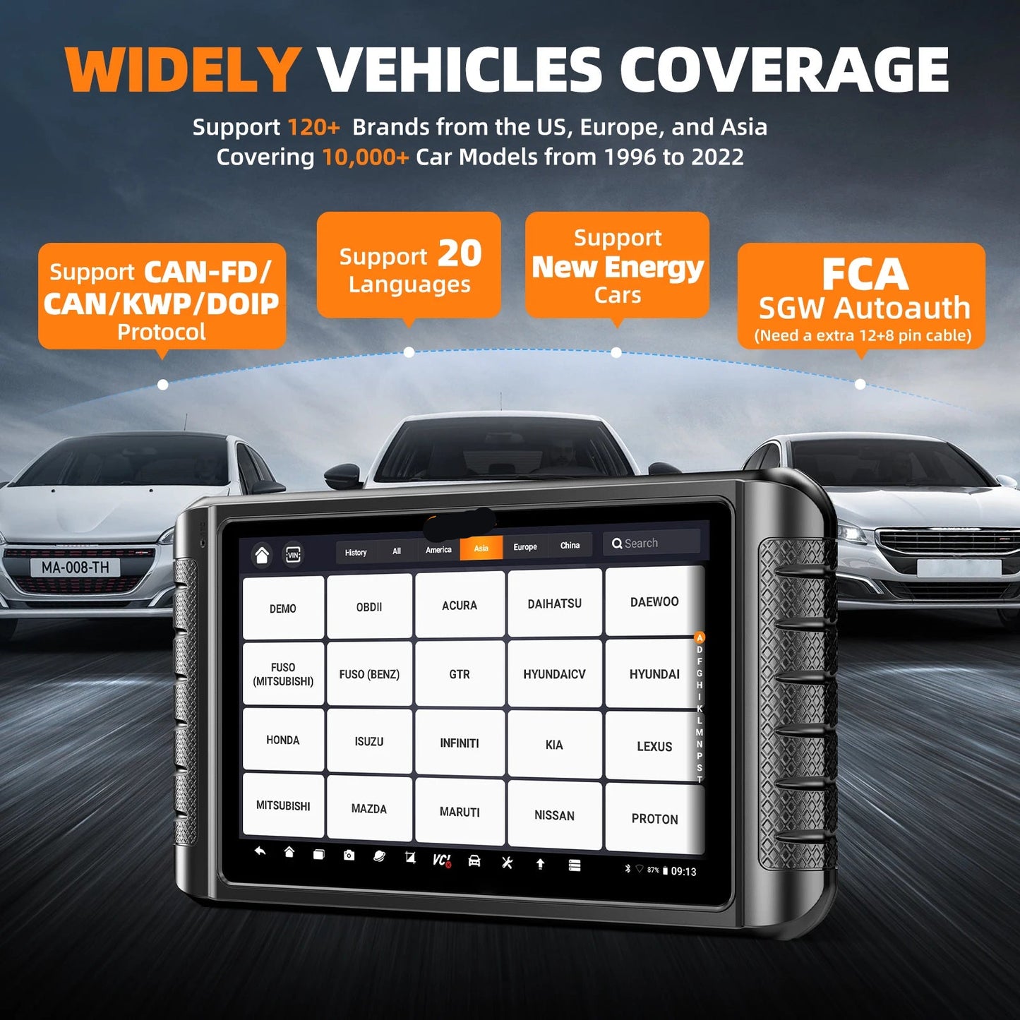 Autodiagnosetool – Auto Scanner – Diagnoseapparaat – Foutcode Lezer – Systeemdiagnose – 10,1 Inch Touchscreen – Bi-Directionele Controle