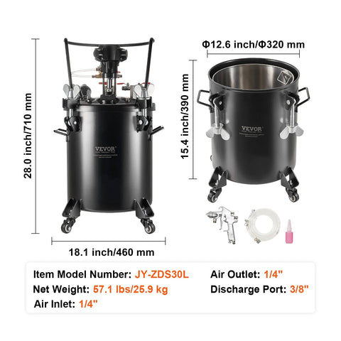 Verftank - Druktank - Verftank Spuitverf Drukpot - 30L Automatic - Spuitverf - Drukspuit - Verfspuiten - Verf - Verfspuiten Electrisch