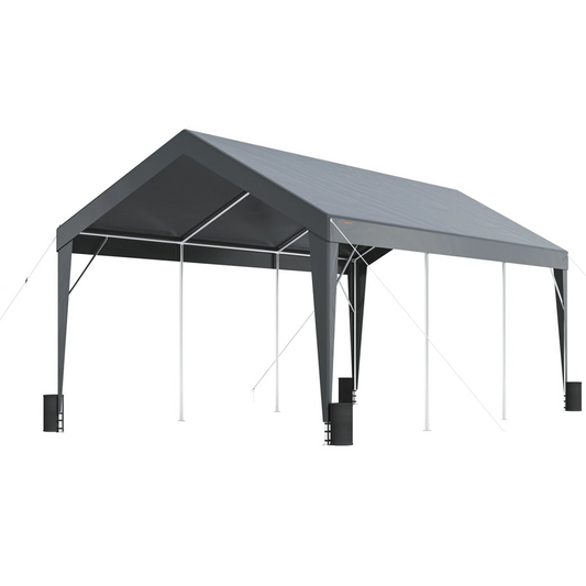 Garagetent - Partytent - Carport Tent - Tent - 10x20ft - Waterdichte - Auto Overkapping - Heavy Duty - Car Canopy - met 8 Verstevigde Palen - UV-bestendige Tarp - Stormvaste - voor Buiten - Grijs