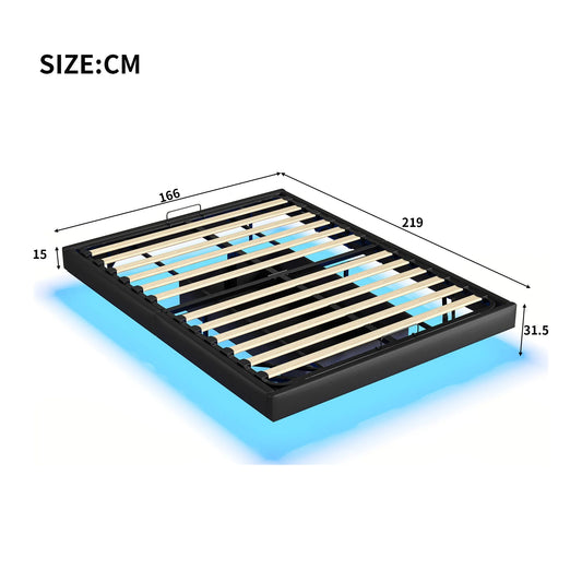 Opbergbed – Zwevend Bed – Minimalistisch Bed – Bed Zonder Hoofdeinde – Met Metalen Frame – Geschikt Voor Matras 160x200 Cm