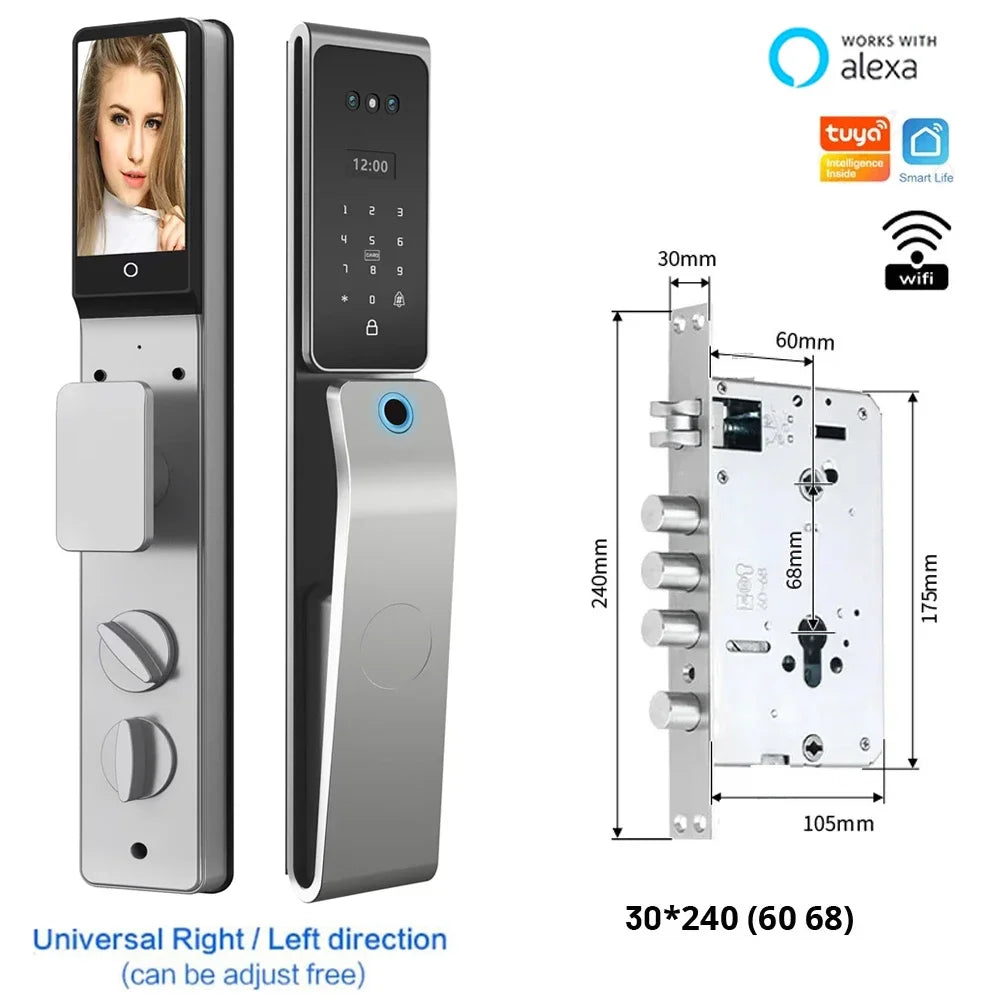 Smart Deurslot – Slimme Deursloten – Elektronisch Slot – Deurslot Met Vingerafdruk – Smart Lock – 8 Ontgrendelingsmogelijkheden – IP67 Water- En Stofbestendig - 30x240 - 6068 insteek - QUORE