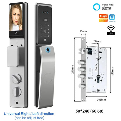 Smart Deurslot – Slimme Deursloten – Elektronisch Slot – Deurslot Met Vingerafdruk – Smart Lock – 8 Ontgrendelingsmogelijkheden – IP67 Water- En Stofbestendig - 30x240 - 6068 insteek - QUORE