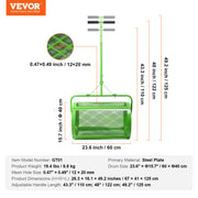 Vevor - Compost Spreader - Compost - 24 in Push/Tow-Behind Roller Grass Spreader with Height Adjustable T-Handle