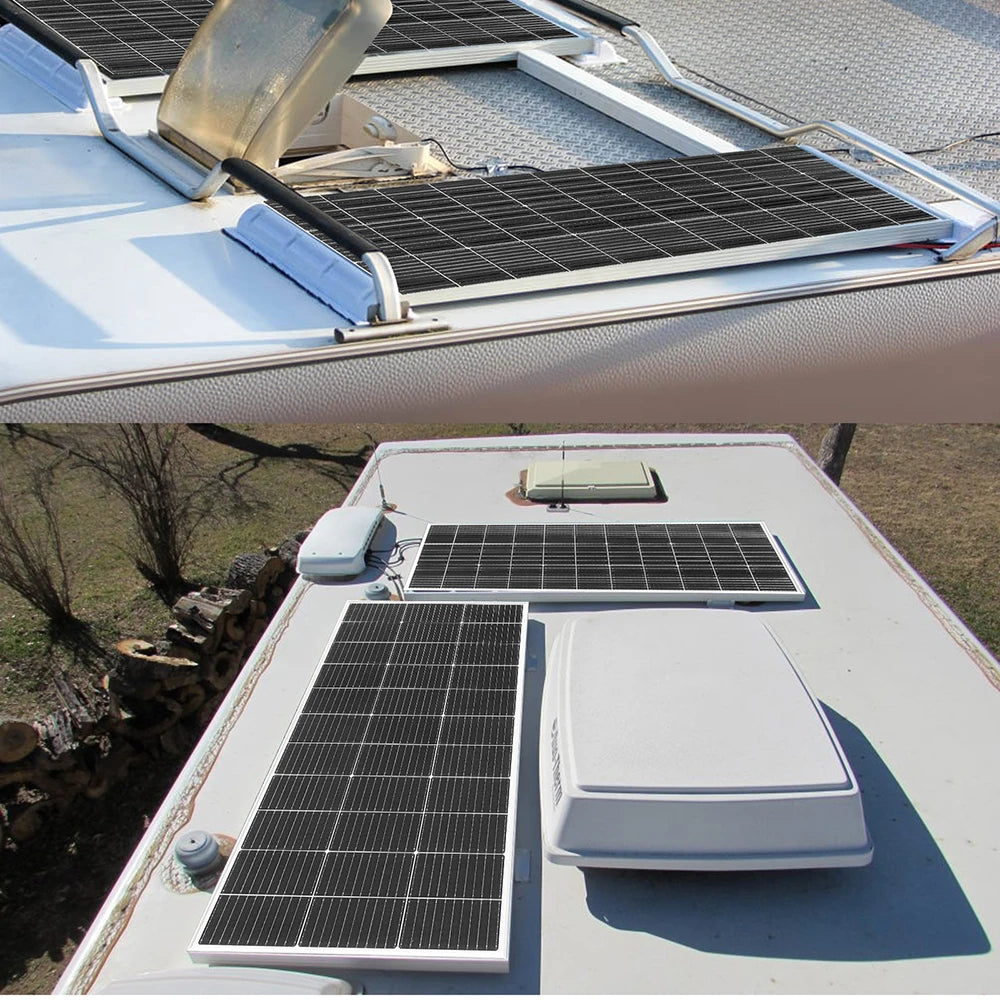 Zonnepaneel - Zonnepanelen - Zonne-energie - 18V PV Zonnecel Module - Krachtige Glazen - 120W - 2 Stuks - Waterdicht - Off Grid Power - voor Boot - Camper - Caravan - RV - Tuin