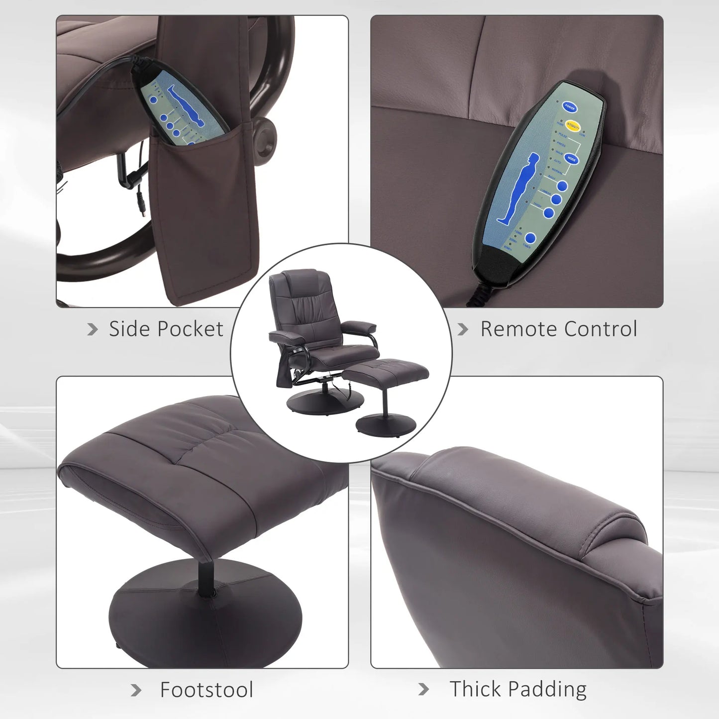 Massagestoel – Relaxfauteuil – Massagezetel – Shiatsu Stoel – Elektrische Stoel – 10 Vibratiestanden – Kunstleer Bekleding