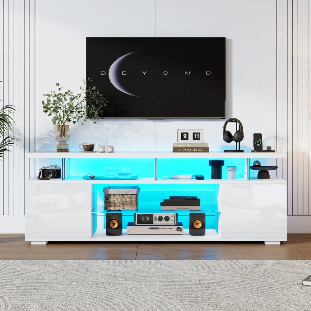 TV-meubel – TV-standaard – Tv-kast – Mediameubel – Entertainmentmeubel – LED-verlichting met 16 kleuren – Geschikt voor tv’s tot 60 inch