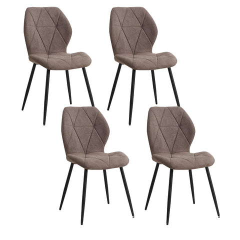 Dining Chairs - Chair - Dining Chair - Set of 4 - Upholstered - Soft Linen - Velvet Seat - Ergonomic - Metal Legs - Comfortable and Stylish - 42cm x 48cm x 86cm - Brown