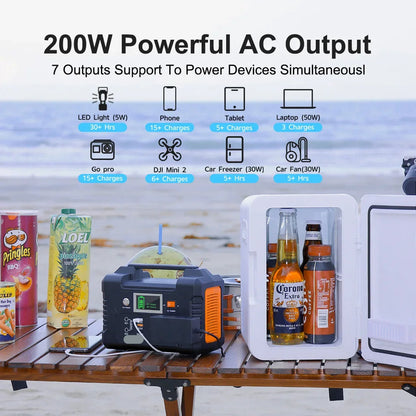 Draagbare Powerbank – Powerstation – Zonnepaneel Oplader – Mobiele Accu – 151Wh Lithium-Ion – 200W AC Uitgang - QUORE