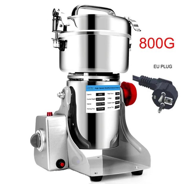 Elektrische kruidenmolen - 3000W - Elektrische graanmolen - Grinder - Kruidenmolen - Kruidenmolen - Koffiezetapparaat - Graankruidenmolen - Tarwemenger - Droge voedselmolen - 800G - Roestvrij staal