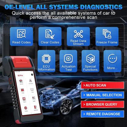 OBD2 Scanner – Auto Uitleesapparaat – Diagnoseapparaat – Auto Scanner – Diagnosetool – 5.99 Inch Touchscreen – Ingebouwde Printer