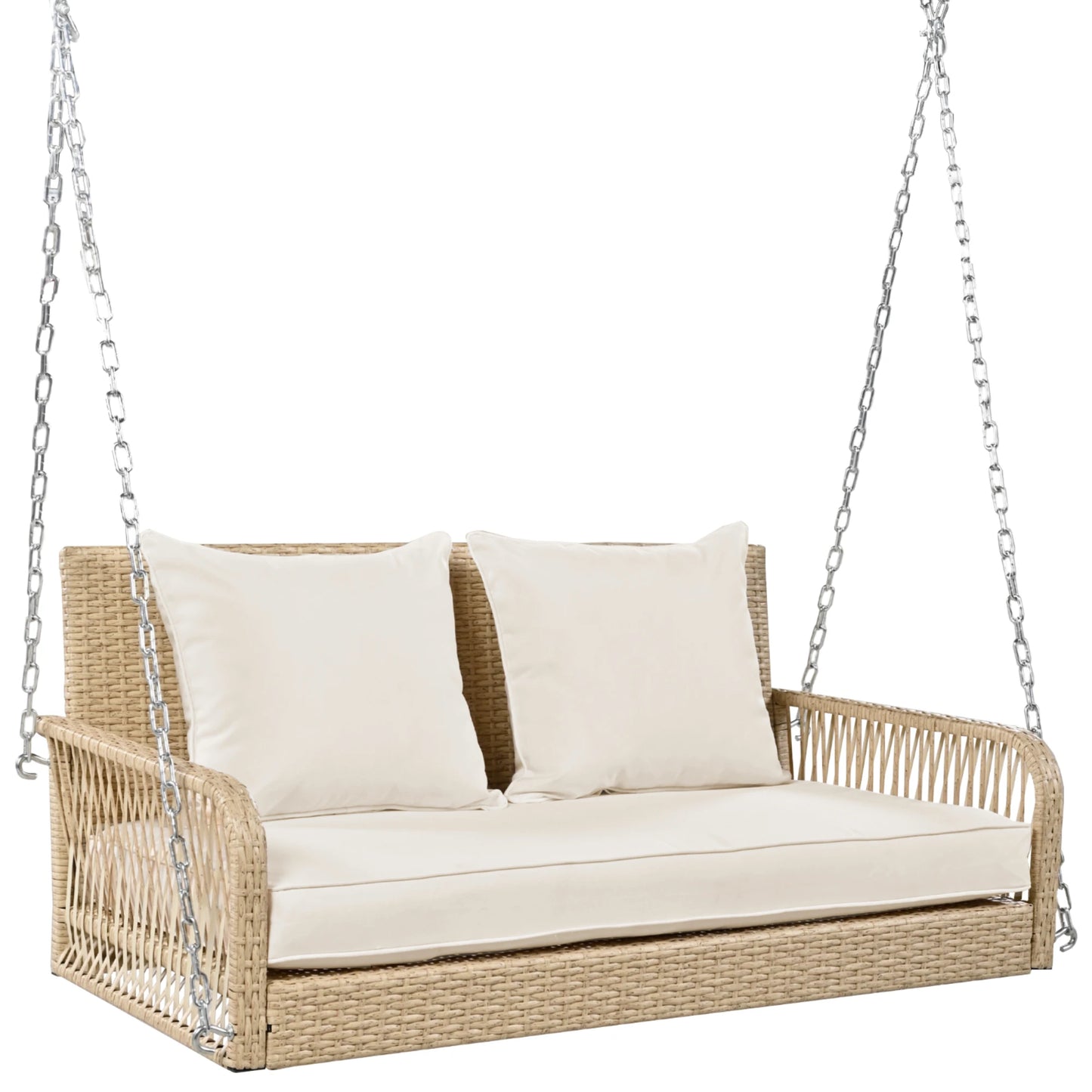 Rattan Hangstoel – Schommelstoel – Tuinstoel – Balkonstoel – Weerbestendig – Comfortabel Zitvlak – Maximaal Draaggewicht 160 Kg