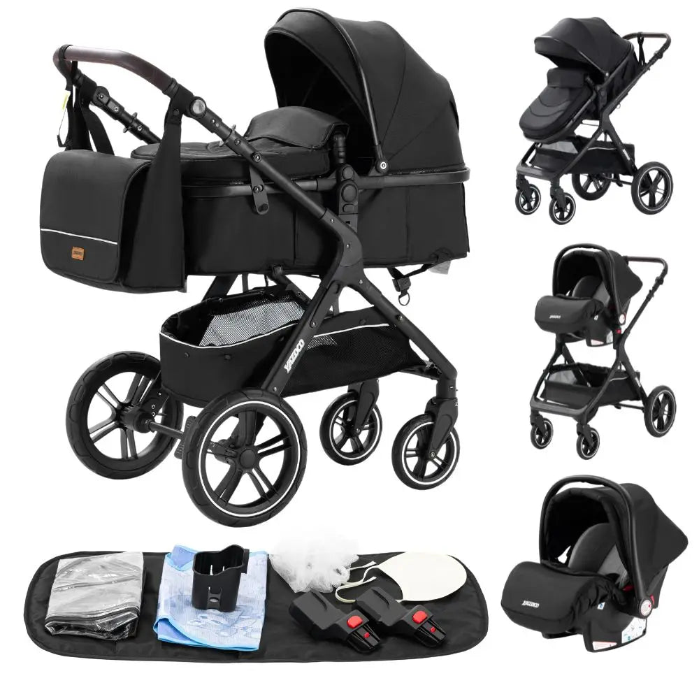 Wandelwagen - Kinderwagen 3 in 1 - Kinderwagen - Opklapbare Wandelwagen - Luxe Kinderwagen - 3-in-1 Wandelwagen voor Pasgeborenen – Reisvriendelijk, Opvouwbaar en Aluminium Frame