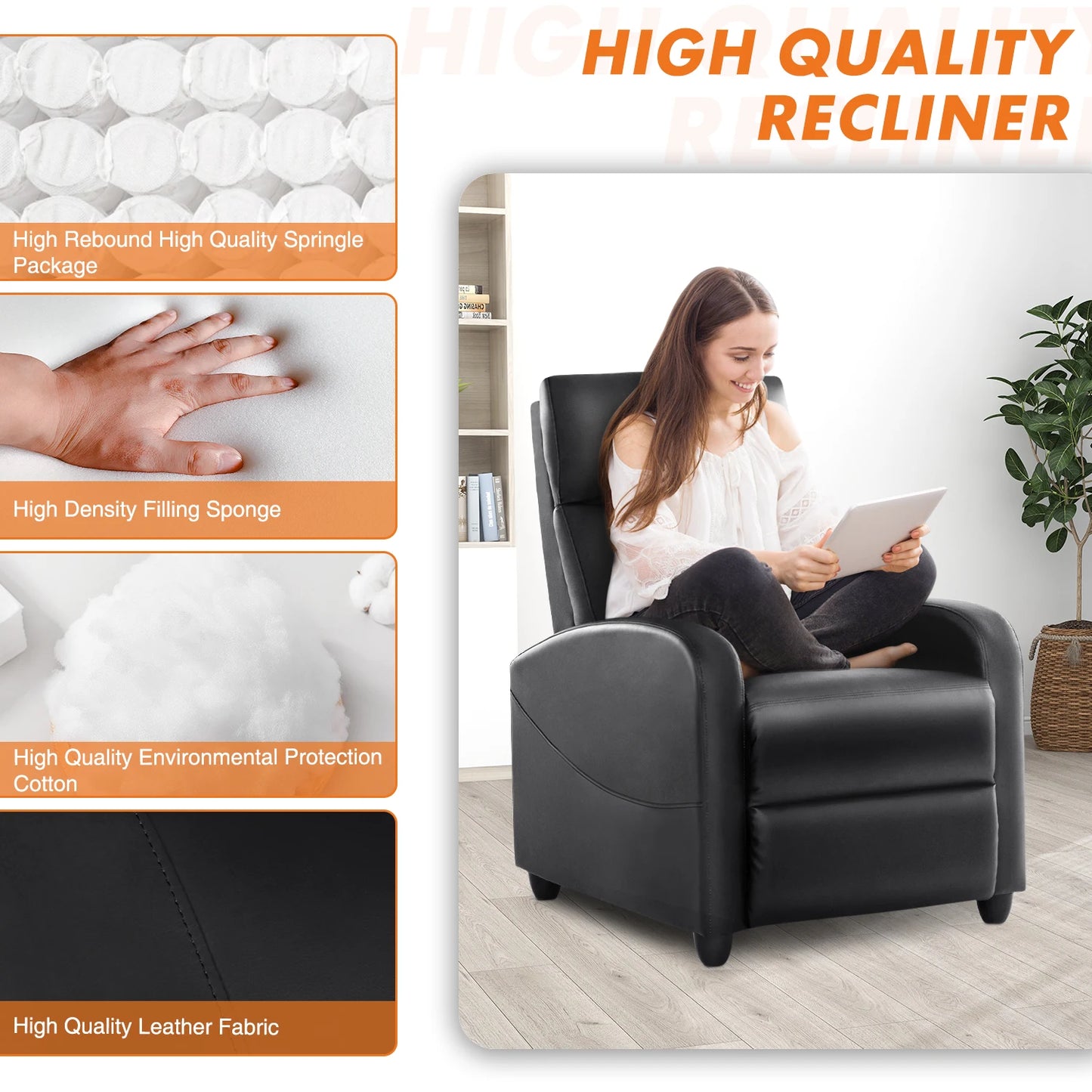 Relaxstoel - Relaxstoelen - Massagestoel - Loungestoel - met Massagefunctie - en Verstelbare Rugleuning - Comfortabele Fauteuil - Moderne Loungebank - Stoffen Bekleding - voor Woonkamer of Thuisbioscoop