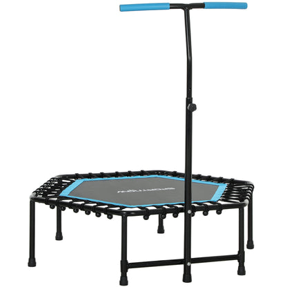 Fitness Trampoline met Verstelbare Handgreep - 3 Hoogtes - Stalen Frame - Ideaal voor Spieren en Gewrichten - Blauw - QUORE