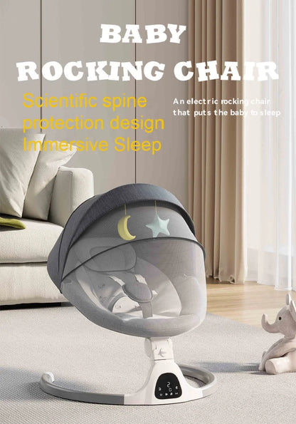 Elektrische Wipstoel - Babybedje - Wipstoel  - Elektrische Schommelstoel  - Babyschommel- Baby Swing - Kinderstoel - voor Pasgeborenen – Op Afstand Bestuurbaar - Grijs met Lade