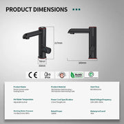 Elektrische kraan - Elektrische Kraan Keuken - Kokendwaterkranen - RVS Warmwaterkraan - 3200W - 2-in-1 - Heet - Koud - Digitaal Display - IPX4 - Badkamer - Metaal Zwart