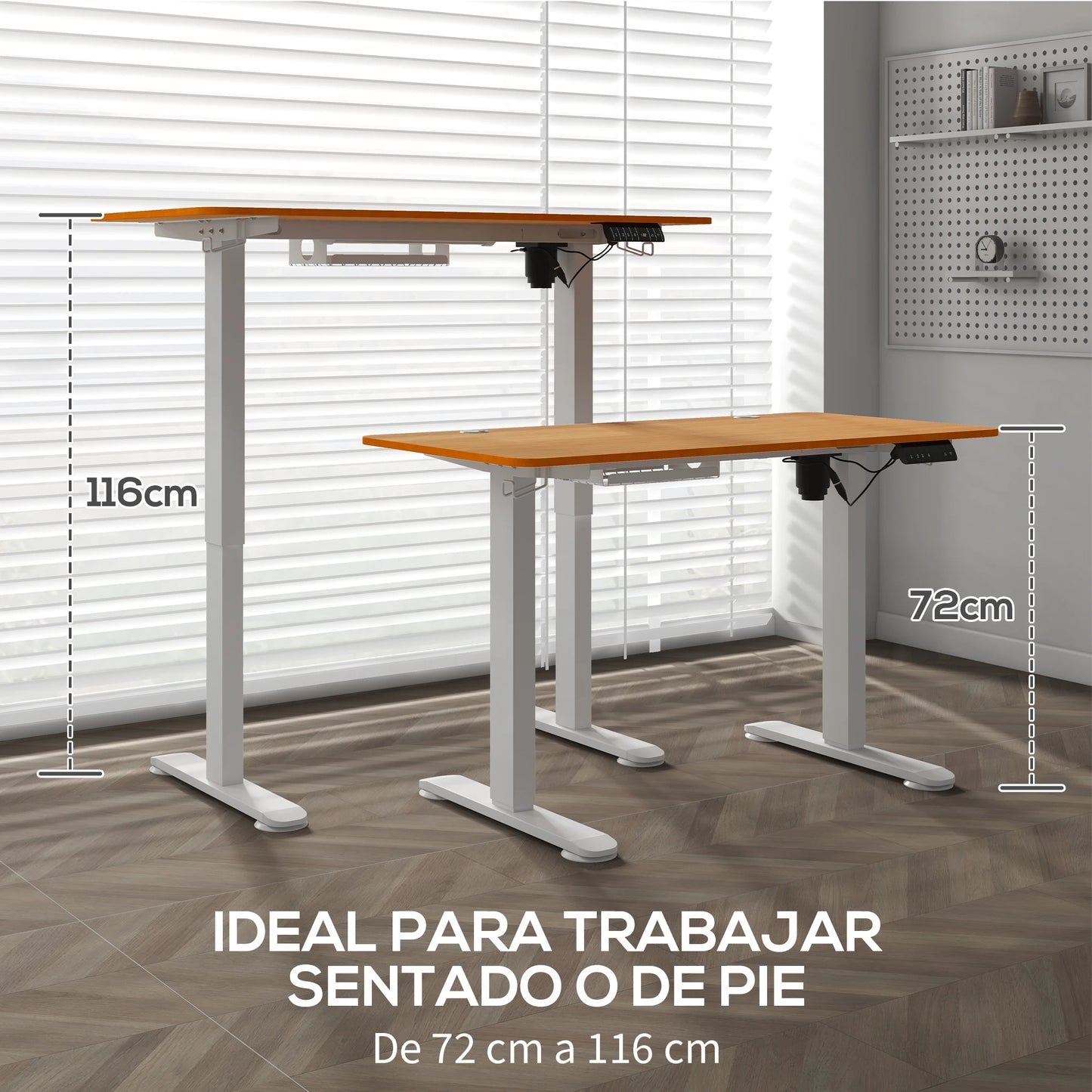 Elektrisch In Hoogte Verstelbaar Bureau – Elektrisch Liftbureau – Zit Sta Bureau – Verstelbaar Bureau – 3 Geheugeninstellingen – Werkblad 120x60 Cm - QUORE